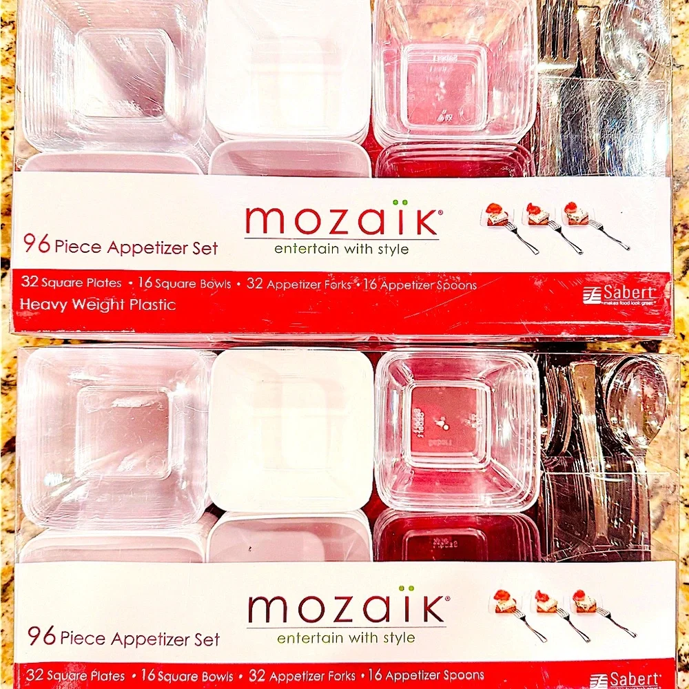 Mozaik Appetizer combo 96 pc.Set- 2 boxes & 48 pc. Spoons - 1 box